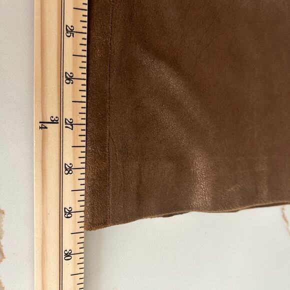 Cache Suede Leather Pants SZ8 Bootcut Y2K Vintage Metallic Bronze Brown Boho - Picture 11 of 13